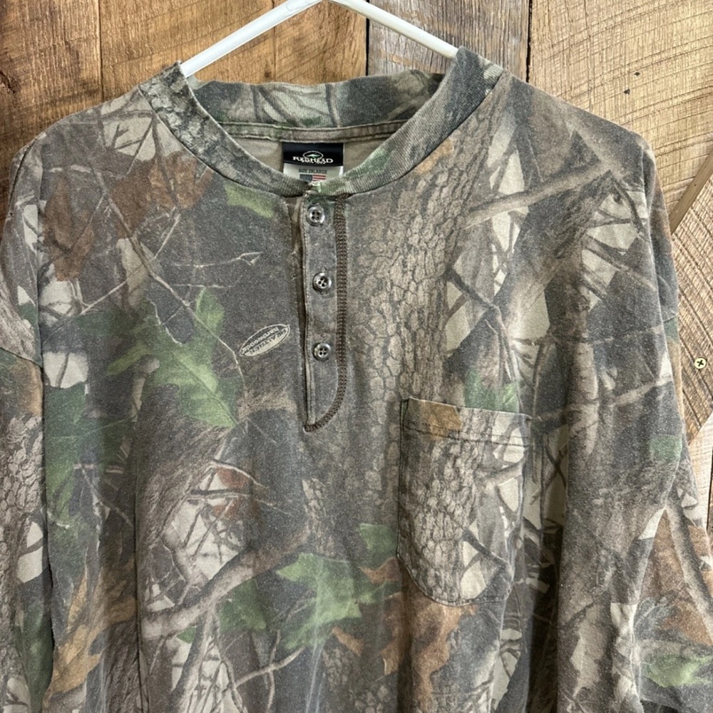 Vintage Redhead Realtree Hardwoods Camo Shirt Mens 2XL Long Sleeve Henley - Picture 5 of 10